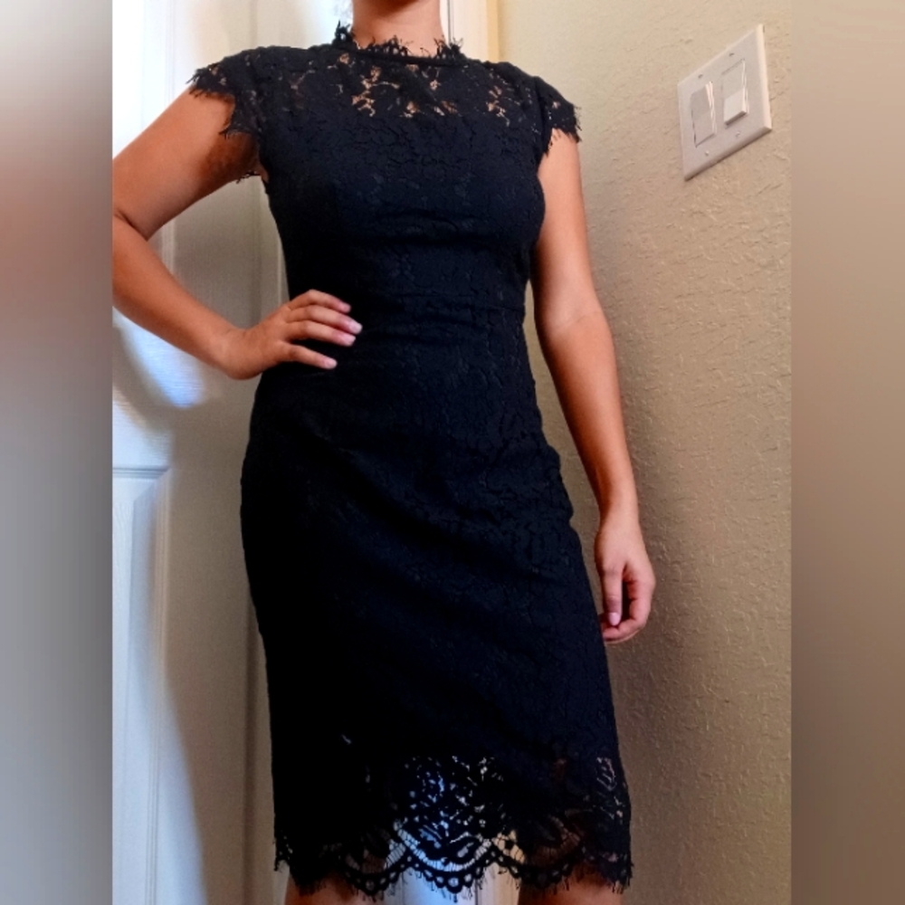 Black lace dress with fine lace details